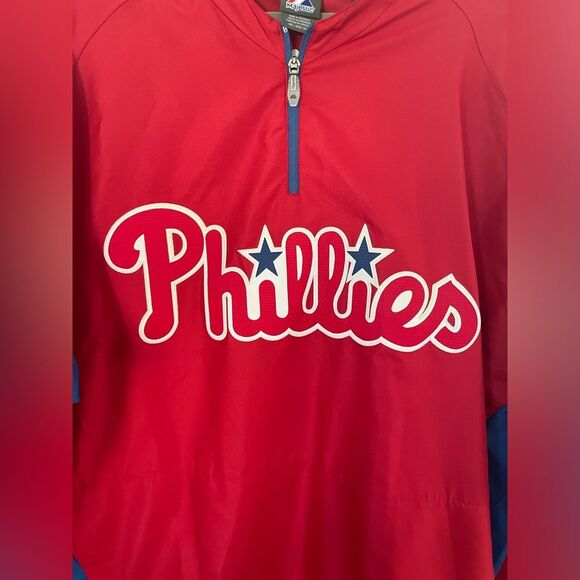 Majestic MLB Philadelphia Phillies Authentic Cool Base Apparel Pullover 1/4 Zip - Picture 4 of 11